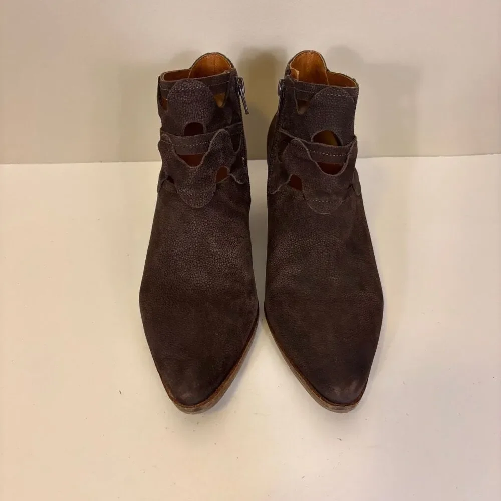 Lucky Brand Brown Faux‎ Leather Cut Out Ankle Booties 7.5